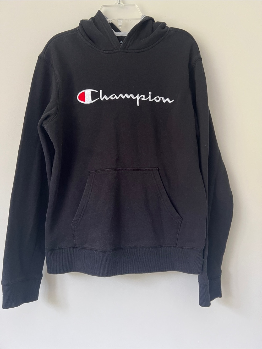 Champion Black Hoodie with Embroidered Logo